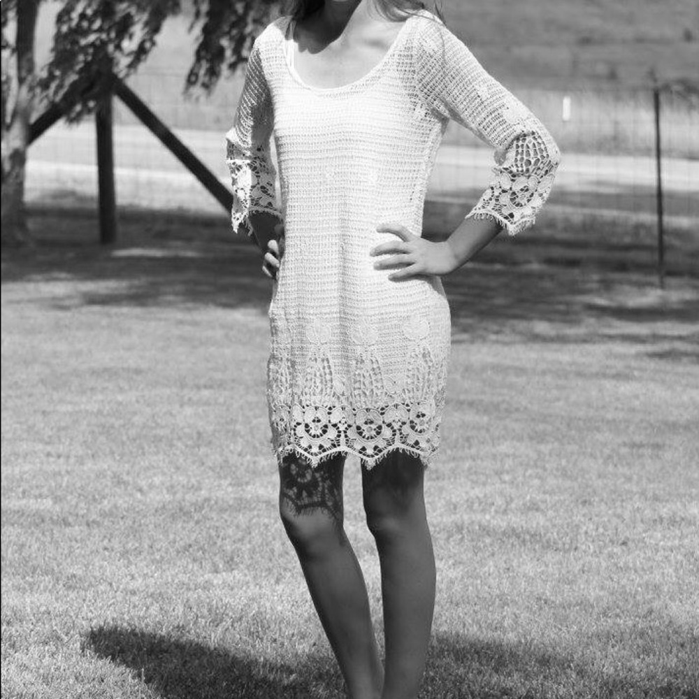 American Eagle white lace dress with slip